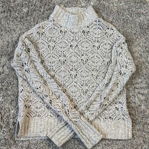 American‎ Eagle Outfitters Lace Knit Mock Neck Sweater Size S Crochet Boho